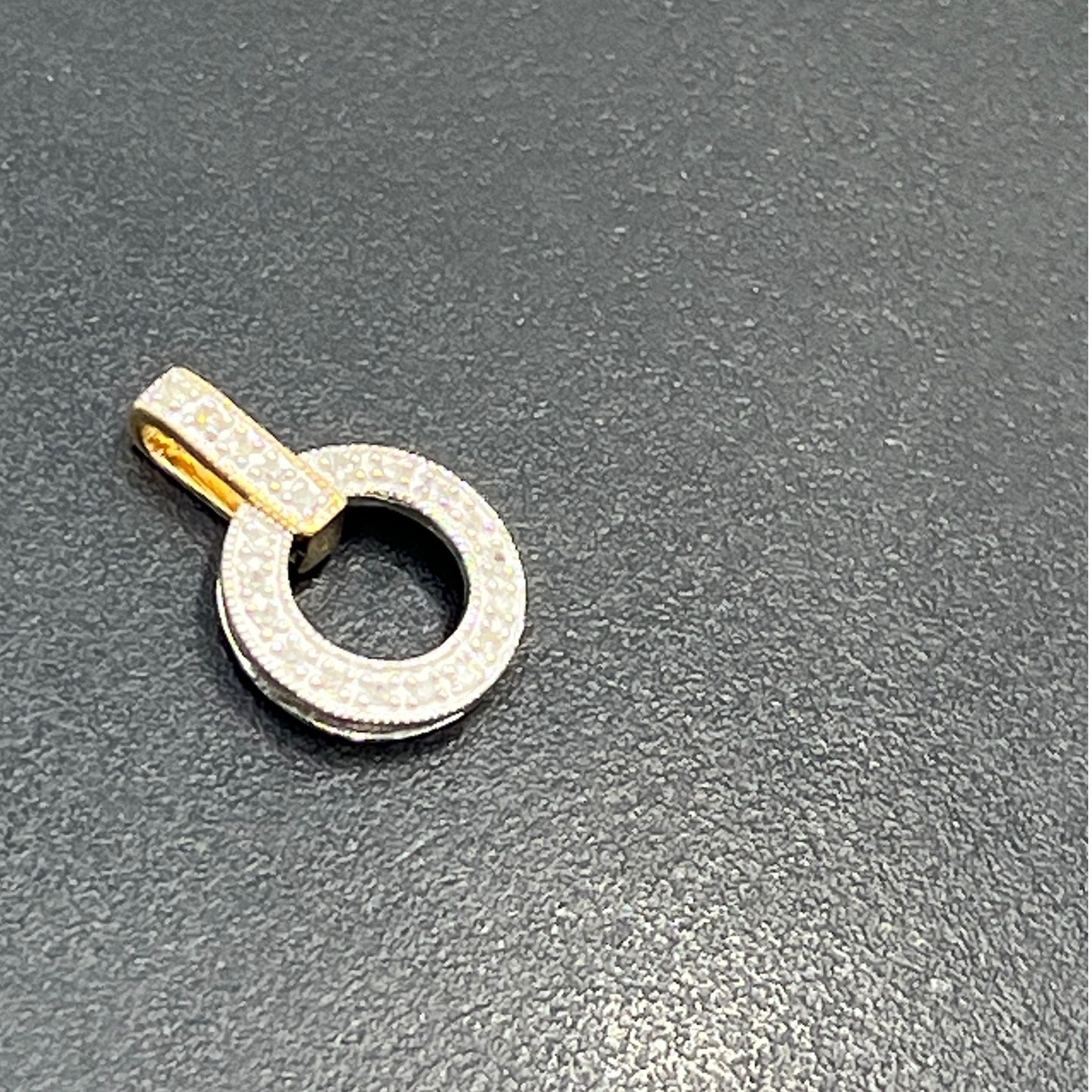 D. M. Kordansky 14 Karat White & Yellow Gold Eternity Circle Diamond Pendant